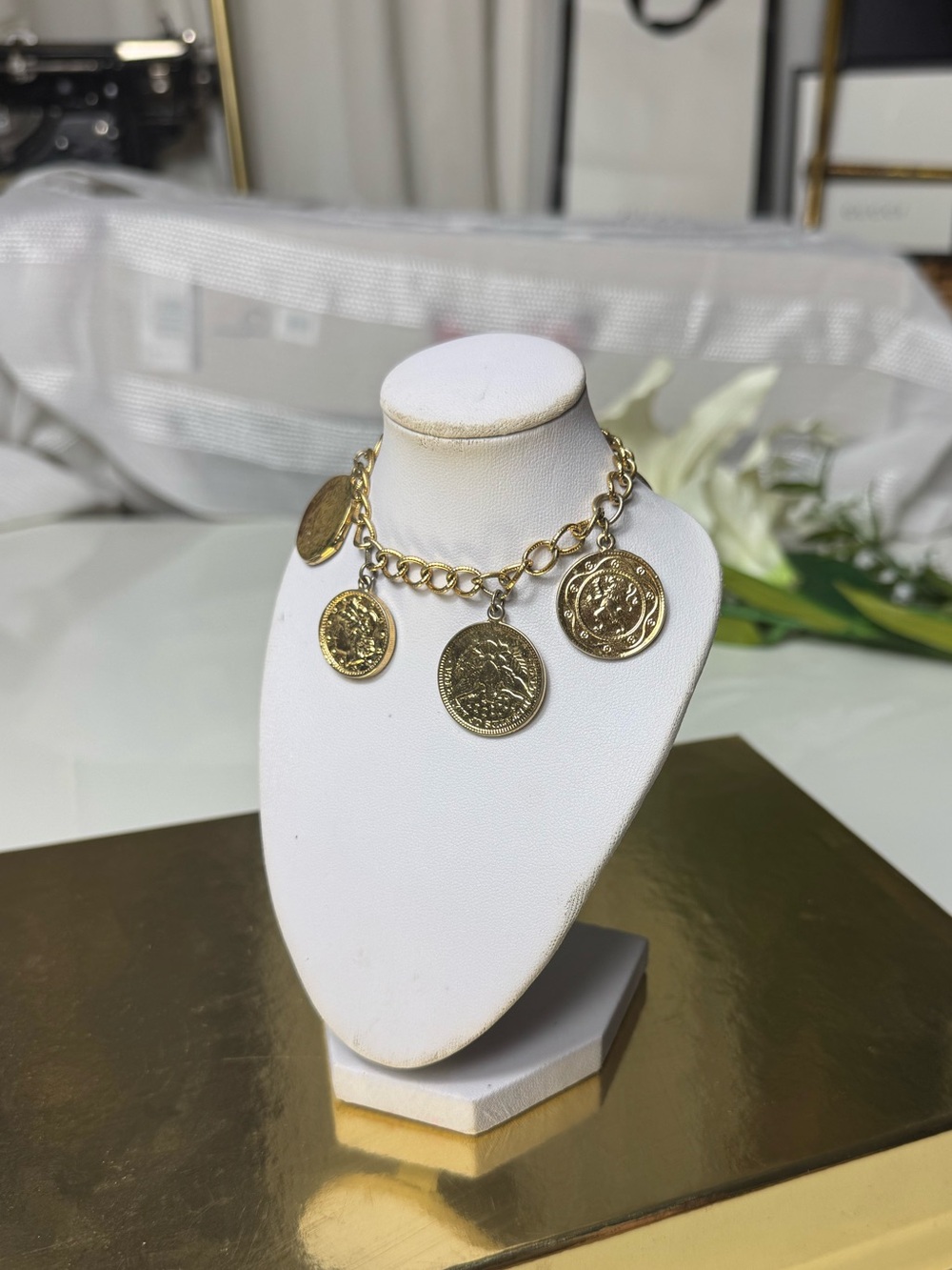 Gold Coin Charm Link Bracelet - Women Jewelry - Picture 2 of 13